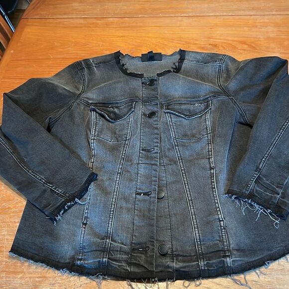 Lane Bryant Jeans Jacket Blackβwithh raw edges 16 - Picture 4 of 10